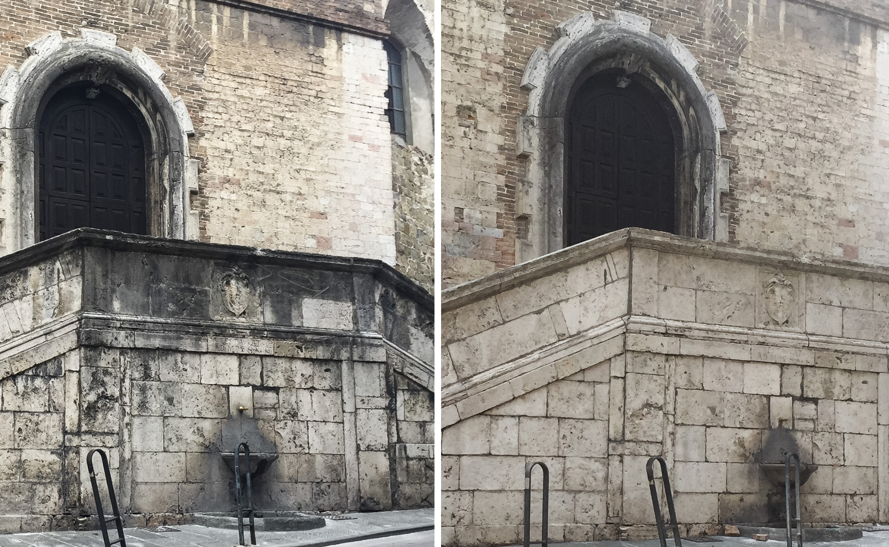 Lavaggio della facciata della Chiesa di Porta Pesa a Perugia