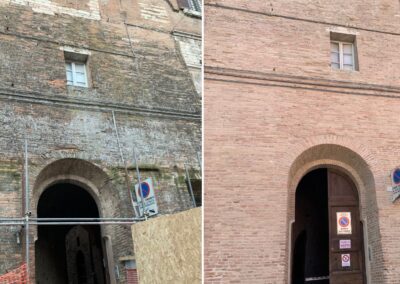 Lavaggio delle facciate esterne del Vescovado di Perugia