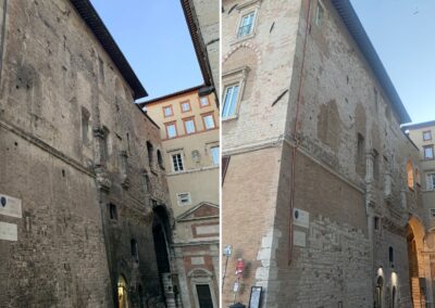 Lavaggio delle facciate esterne del Vescovado di Perugia