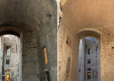 Lavaggio delle facciate esterne del Vescovado di Perugia