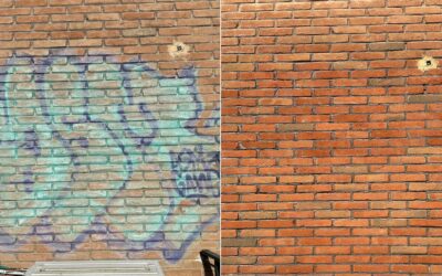 Rimozione dei graffiti in un condominio a Perugia