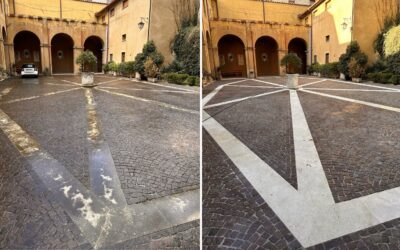 Lavaggio pavimentazioni, facciate e spazi esterni nella Sede INPS di Spoleto